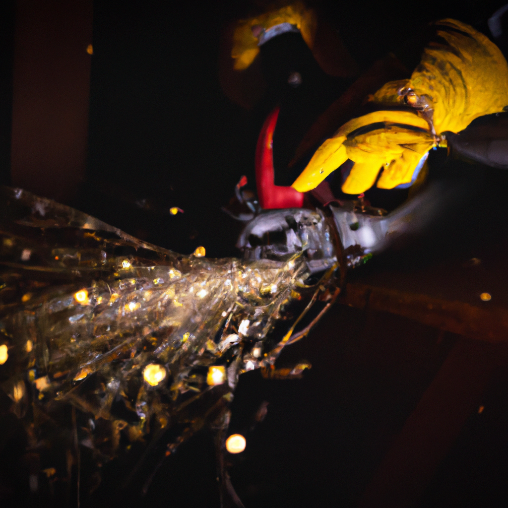 Slijpen van maaiblad met vijl, handschoenen en veiligheid