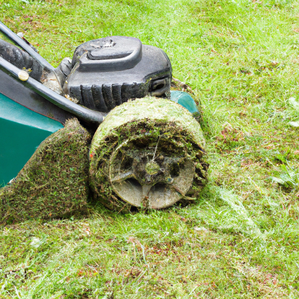 Mulchen met een stille kooimaaier, detail van grassnippers