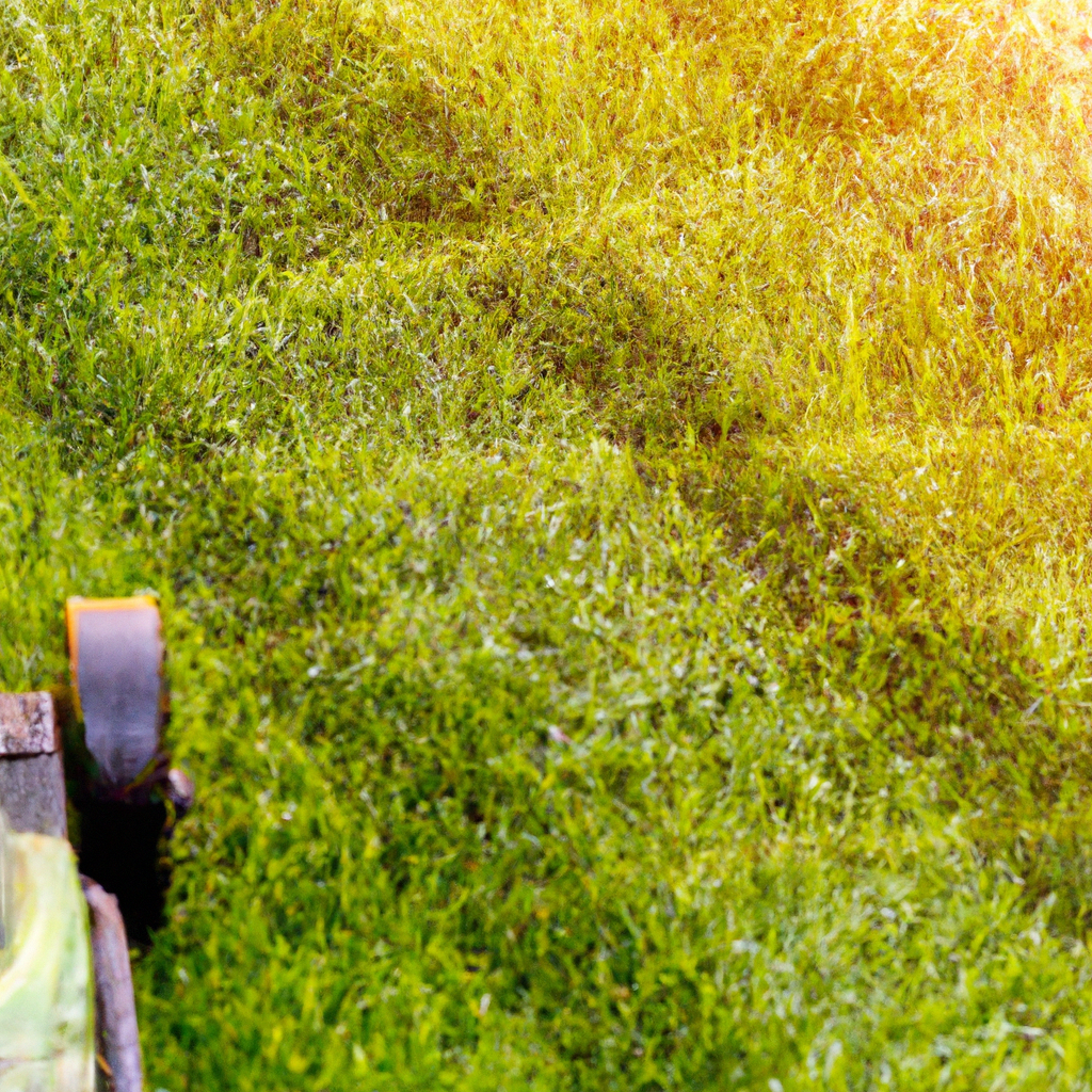 Vers gemaaid gazon met zichtbare maaistrepen in de ochtendzon